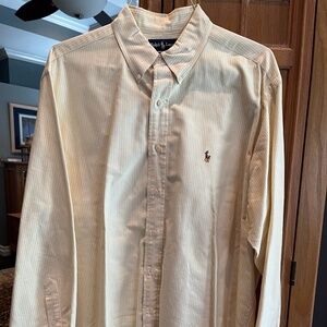 Ralph Lauren Yellow and White Stripe Yarmouth Long Sleeve Button Down Shirt - XL